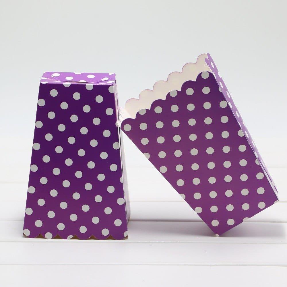 Purple Polka Dot Popcorn Box - Pack of 10 ACCESSORIES Pretty UR Party   