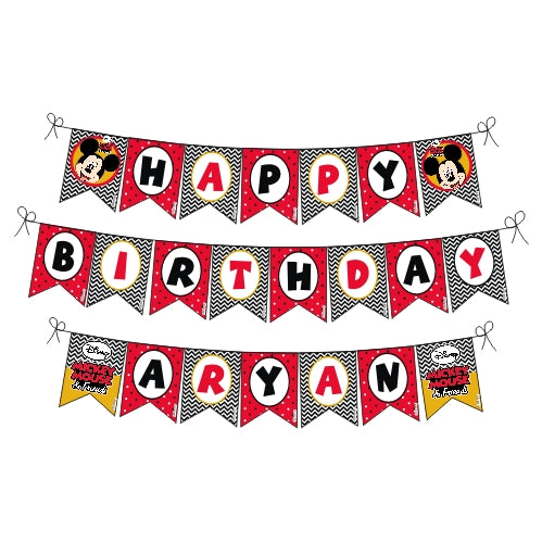 Mickey Mouse Happy Birthday Banner/ INSTANT DOWNLOAD/ Printable/ Mickey  Mouse Bunting Banner/ Mickey Mouse Party Decorations 