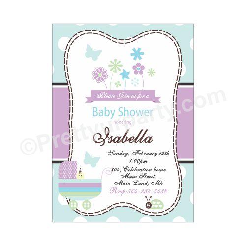 Blue and Purple E-Invitations BABY SHOWER Pretty UR Party   