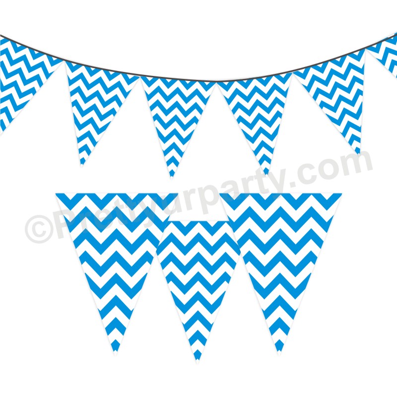 Blue Chevron Bunting BABY SHOWER Pretty UR Party Default Title  