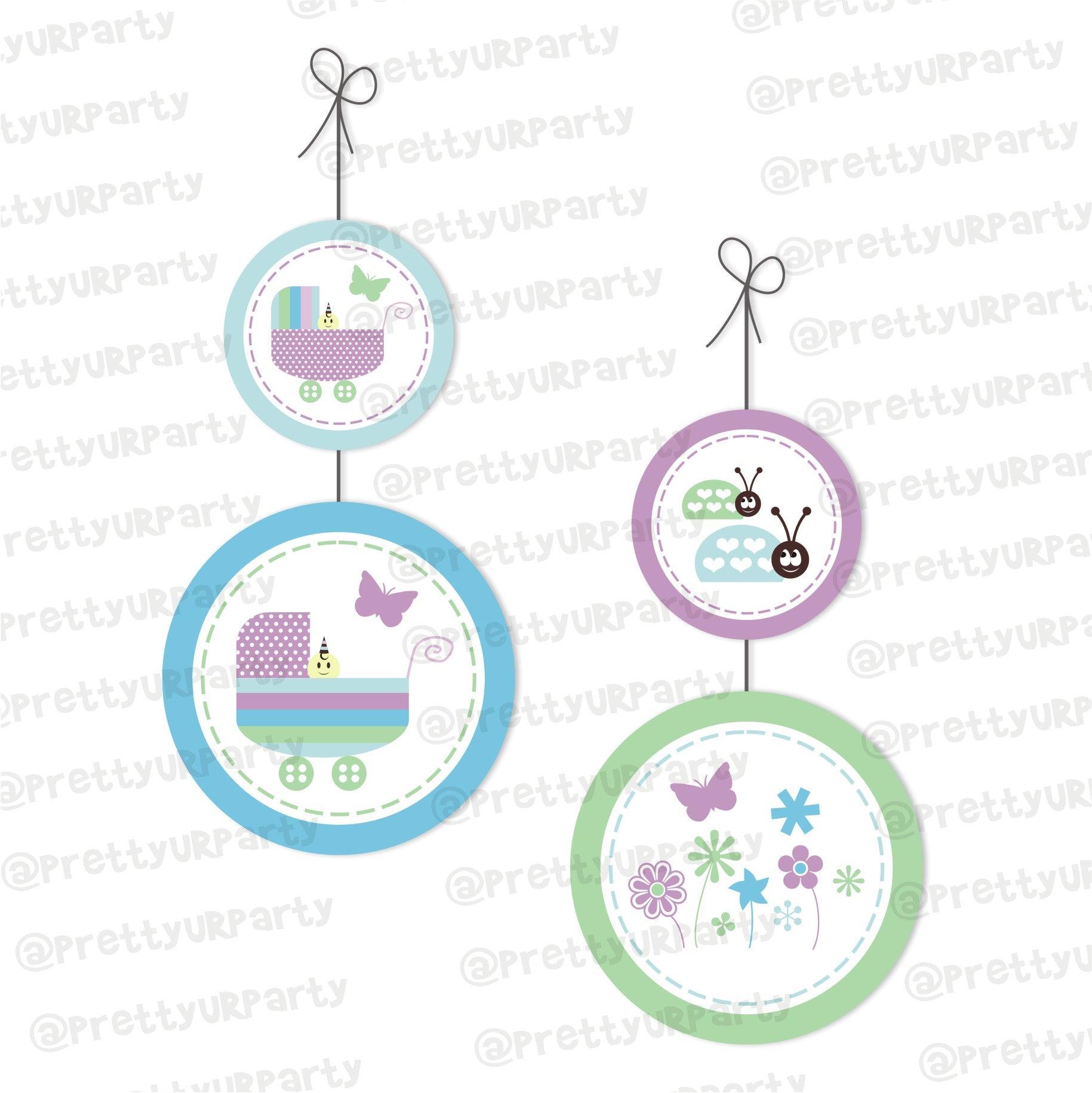 Blue and Purple Danglers BABY SHOWER Pretty UR Party   