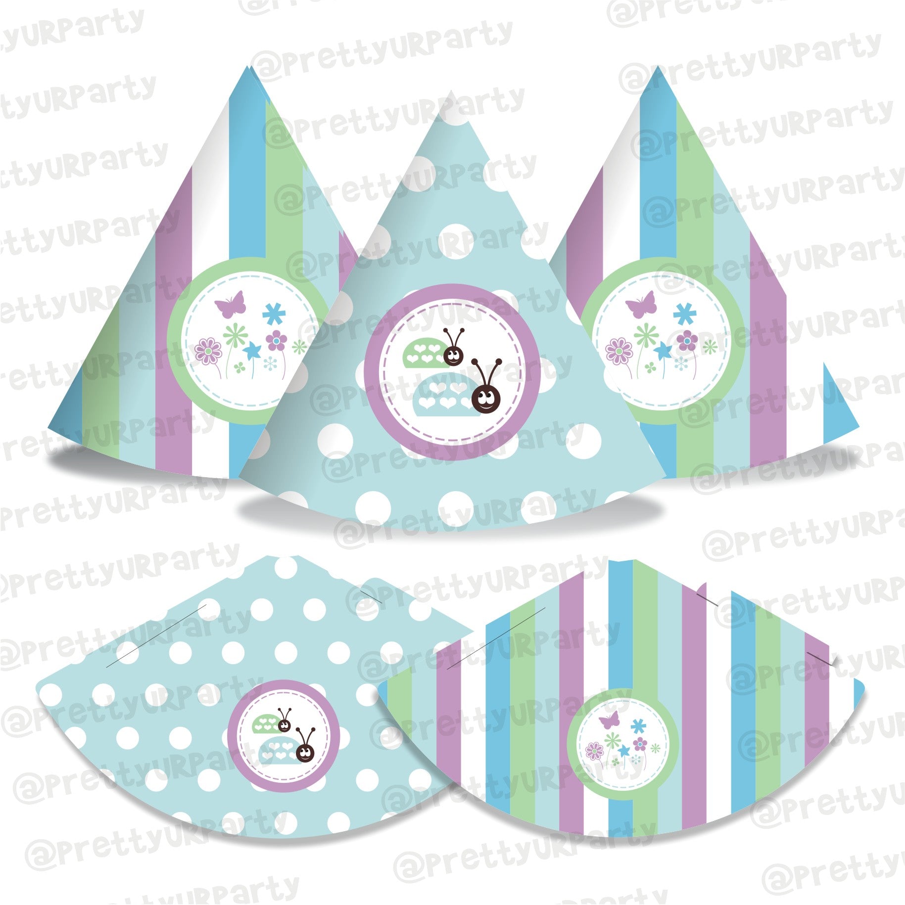 Blue and Purple Hats - Pack of 10 BABY SHOWER Pretty UR Party Default Title  