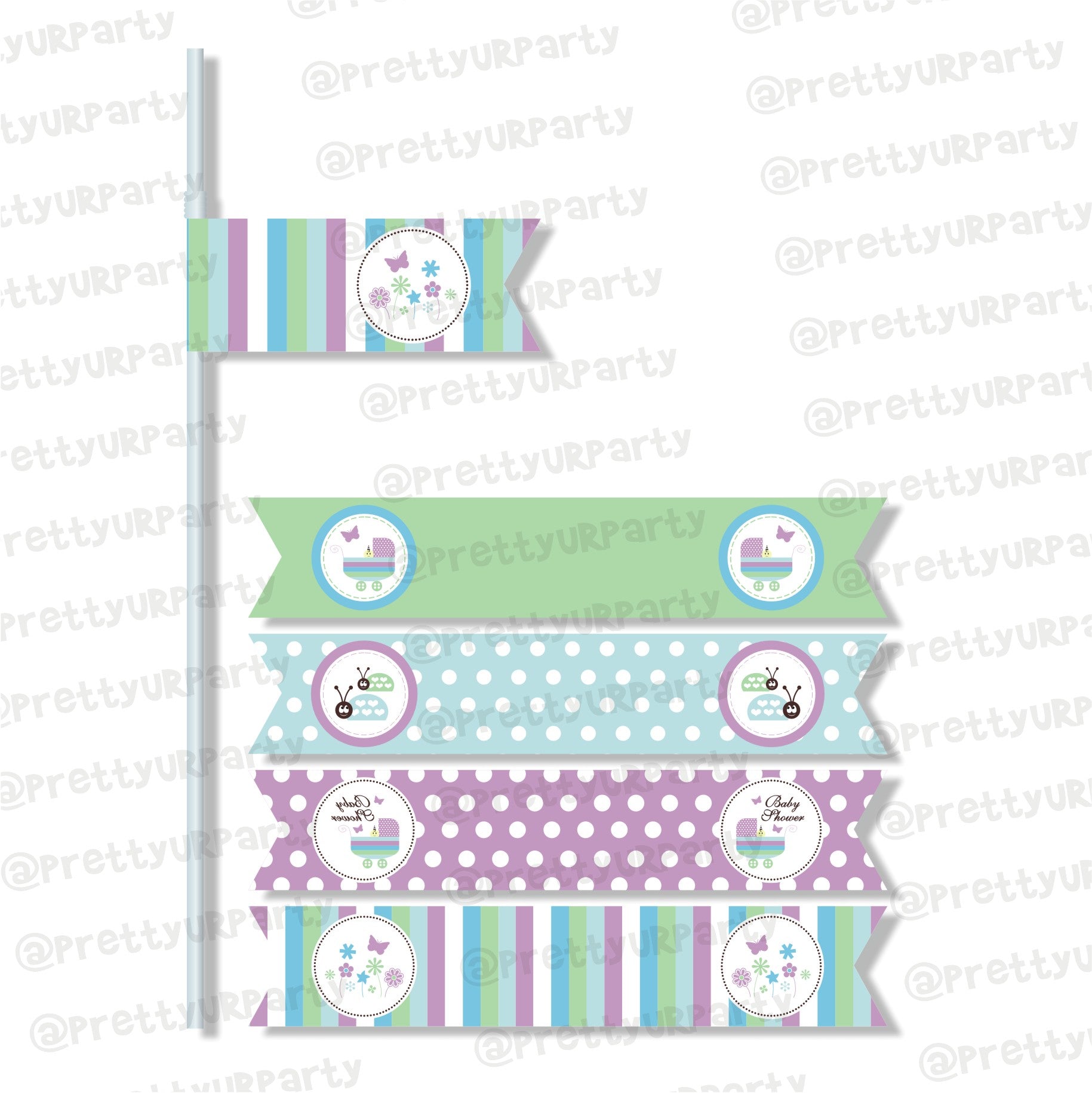 Blue and Purple Drink Straws BABY SHOWER Pretty UR Party   