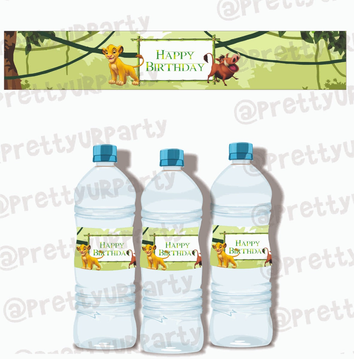 Lion King Theme Water Bottle Labels THEME PARTIES Pretty UR Party Default Title  