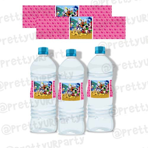 Minnie Mouse Theme Water Bottle Labels