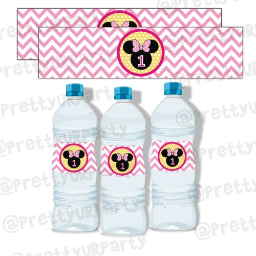 Minnie Mouse Water Bottle Labels - Minnie Mouse Birthday – Cute Pixels Shop