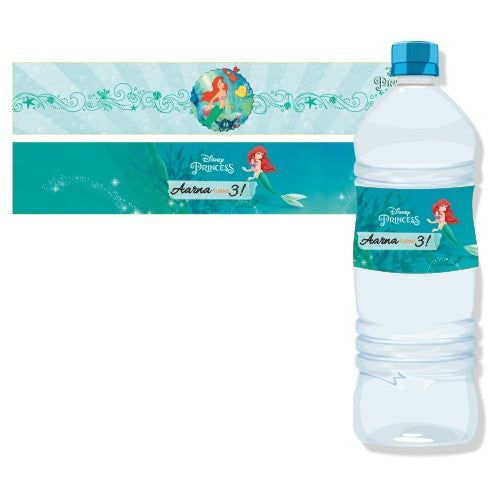 Ariel the Mermaid Water Bottle Labels THEME PARTIES Pretty UR Party Default Title  
