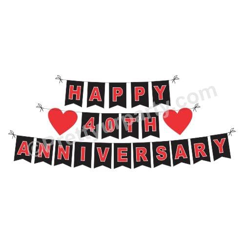 Red and Black 40th Anniversary Bunting ALL PARTY SUPPLIES Pretty UR Party Default Title  