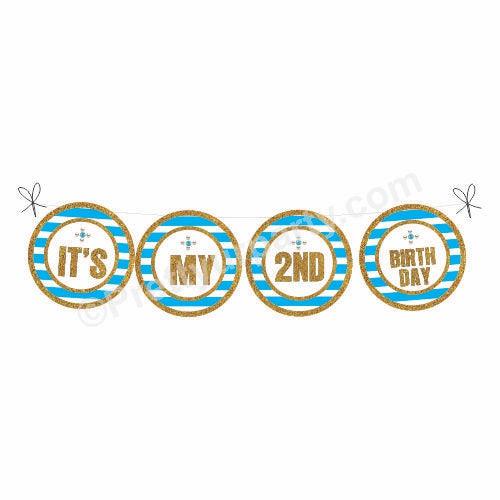 2nd Birthday Bunting - Blue BIRTHDAYS Pretty UR Party Default Title  