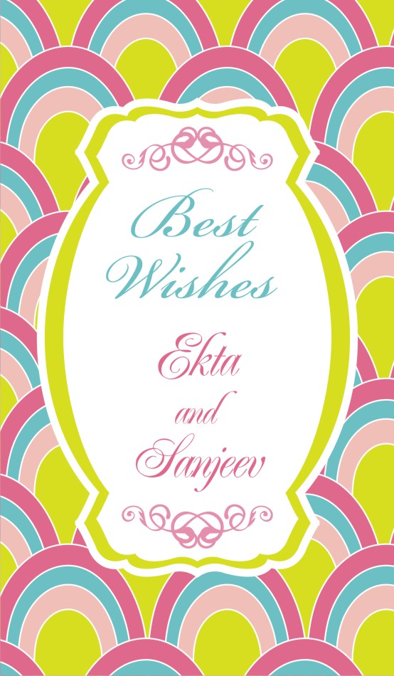 Custom Best Wishes Colorful Design PERSONALISED Pretty UR Party Flat, Non Folded 270 GSM Glossy 50 Best Wishes Cards