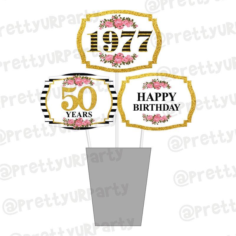 50th Birthday Theme Centerpieces |50th Birthday Themed centerpieces