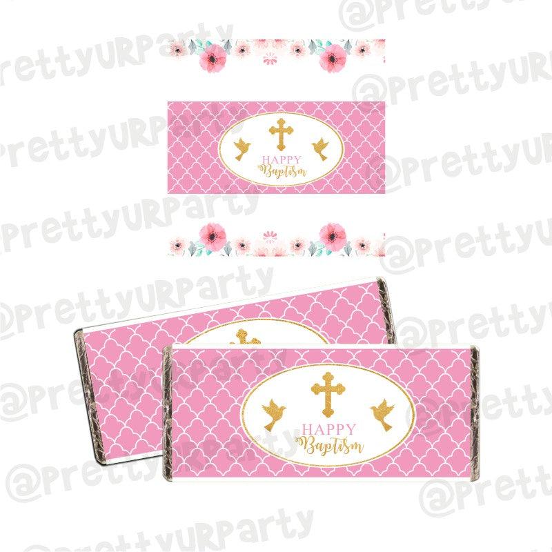 Baptism Pink Theme Chocolate Wrappers ALL PARTY SUPPLIES Pretty UR Party Default Title  