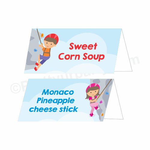 Climbing Theme Food Labels / Buffet Table Cards THEME PARTIES Pretty UR Party   