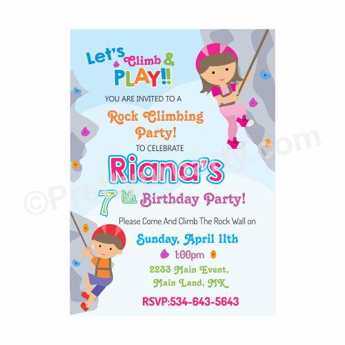 Climbing Theme E-Invitations ALL PARTY SUPPLIES Pretty UR Party   