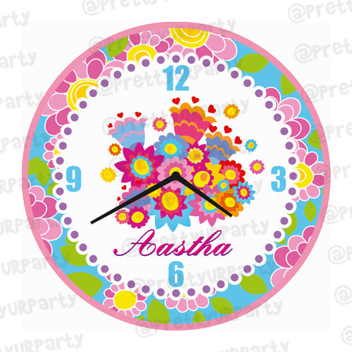 Personalised Flowers Clock RETURN GIFTS Pretty UR Party   