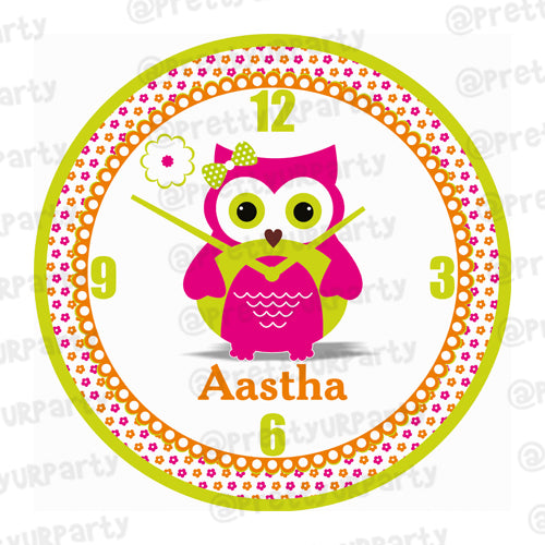 Personalised GirlyOwl Clock RETURN GIFTS Pretty UR Party   