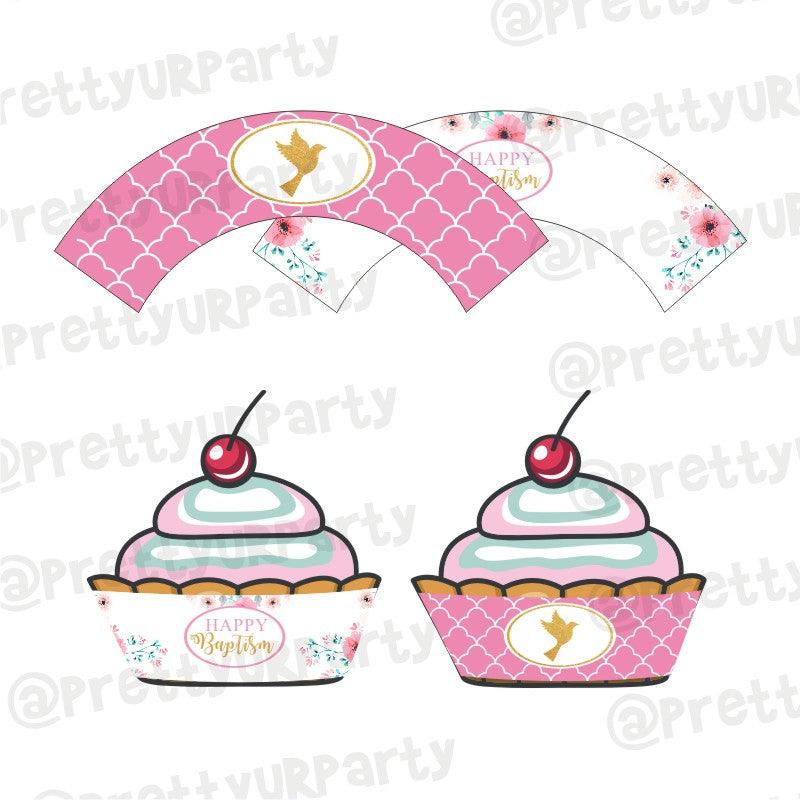 Baptism Pink Theme Cupcake Wrappers ALL PARTY SUPPLIES Pretty UR Party Default Title  