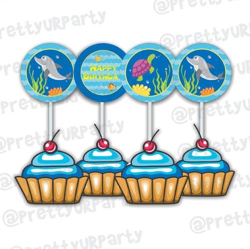 Under the Sea Cupcake Toppers THEME PARTIES Pretty UR Party Default Title  