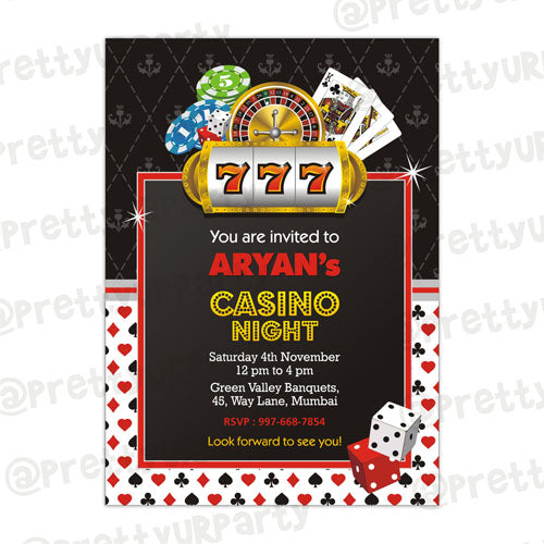 Casino Night Theme E-Invitations THEME PARTIES Pretty UR Party   