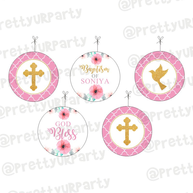 Baptism Pink Theme Danglers ALL PARTY SUPPLIES Pretty UR Party Default Title  