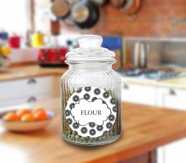 Personalized Small Flower Kitchen Label (Pack of 15) GIFT FOR ALL Pretty UR Party Black  