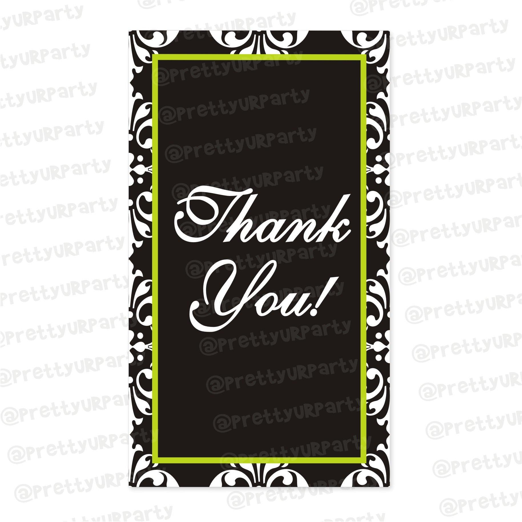Elegant Damask Thank you Tags THEME PARTIES Pretty UR Party Default Title  