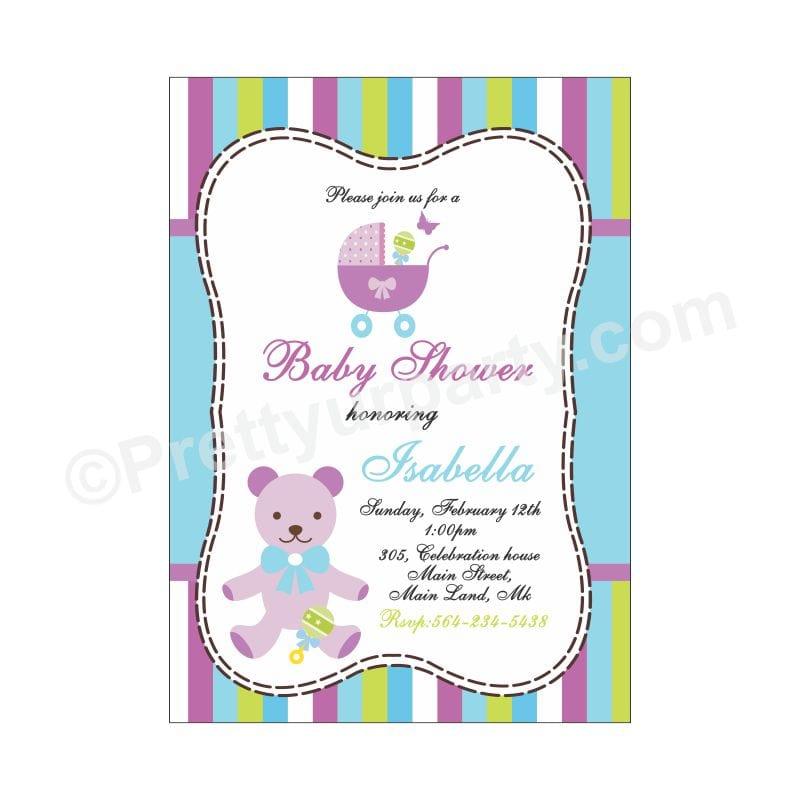 Purple and Green E-Invitations BABY SHOWER Pretty UR Party   
