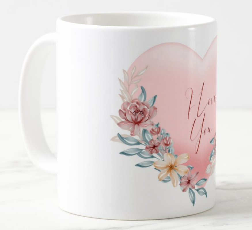 Floral Heart Valentines Mug ALL PARTY SUPPLIES Pretty UR Party   