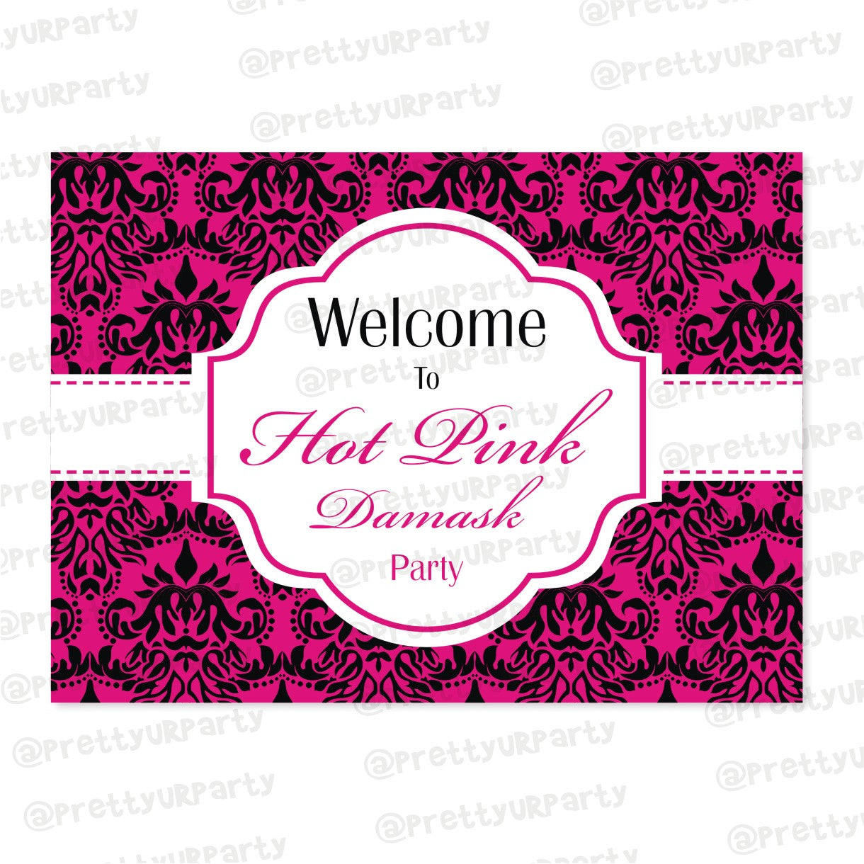 Hot Pink Damask Entrance Banner / Door Sign BABY SHOWER Pretty UR Party Default Title  