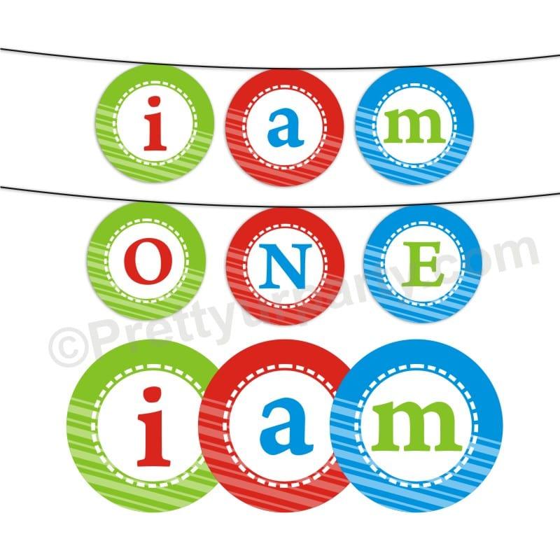Red, Blue, Green I am One Bunting THEME PARTIES Pretty UR Party Default Title  