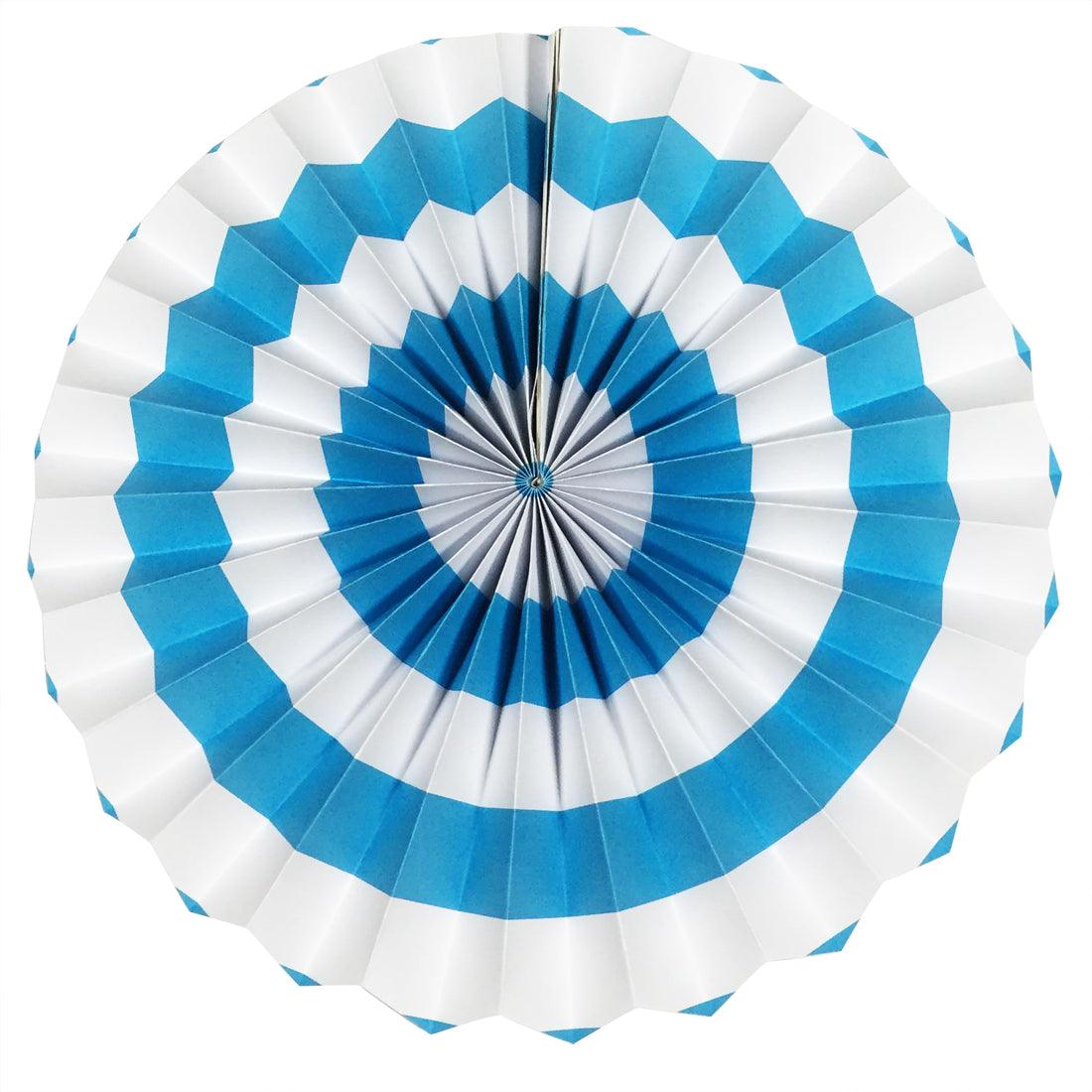 Light Blue Stripes Paper Fans PRETTY UR PARTY