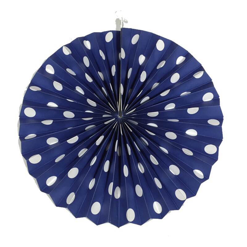 Royal Blue Polka Dots Paper Fans ALL PARTY SUPPLIES Pretty UR Party   