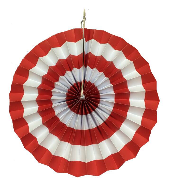 Red Stripes Paper Fans ALL PARTY SUPPLIES Pretty UR Party   