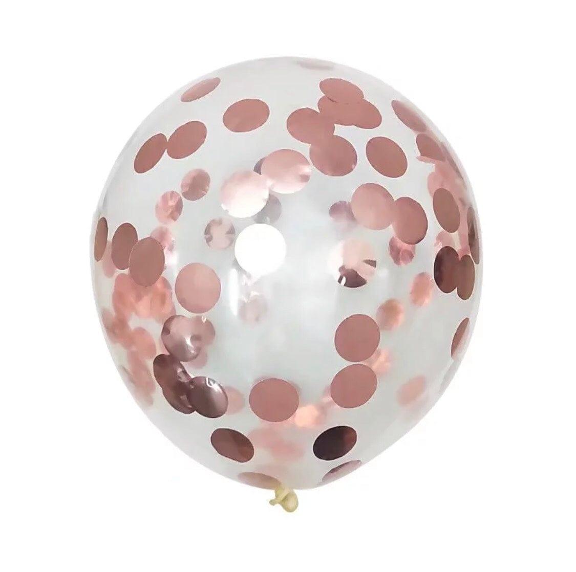 Rose Gold Confetti Balloons - Pack of 5 ALL PARTY SUPPLIES Pretty UR Party   
