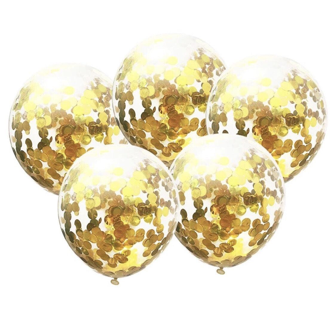 Gold Confetti Balloons - Pack of 5 ALL PARTY SUPPLIES Pretty UR Party   