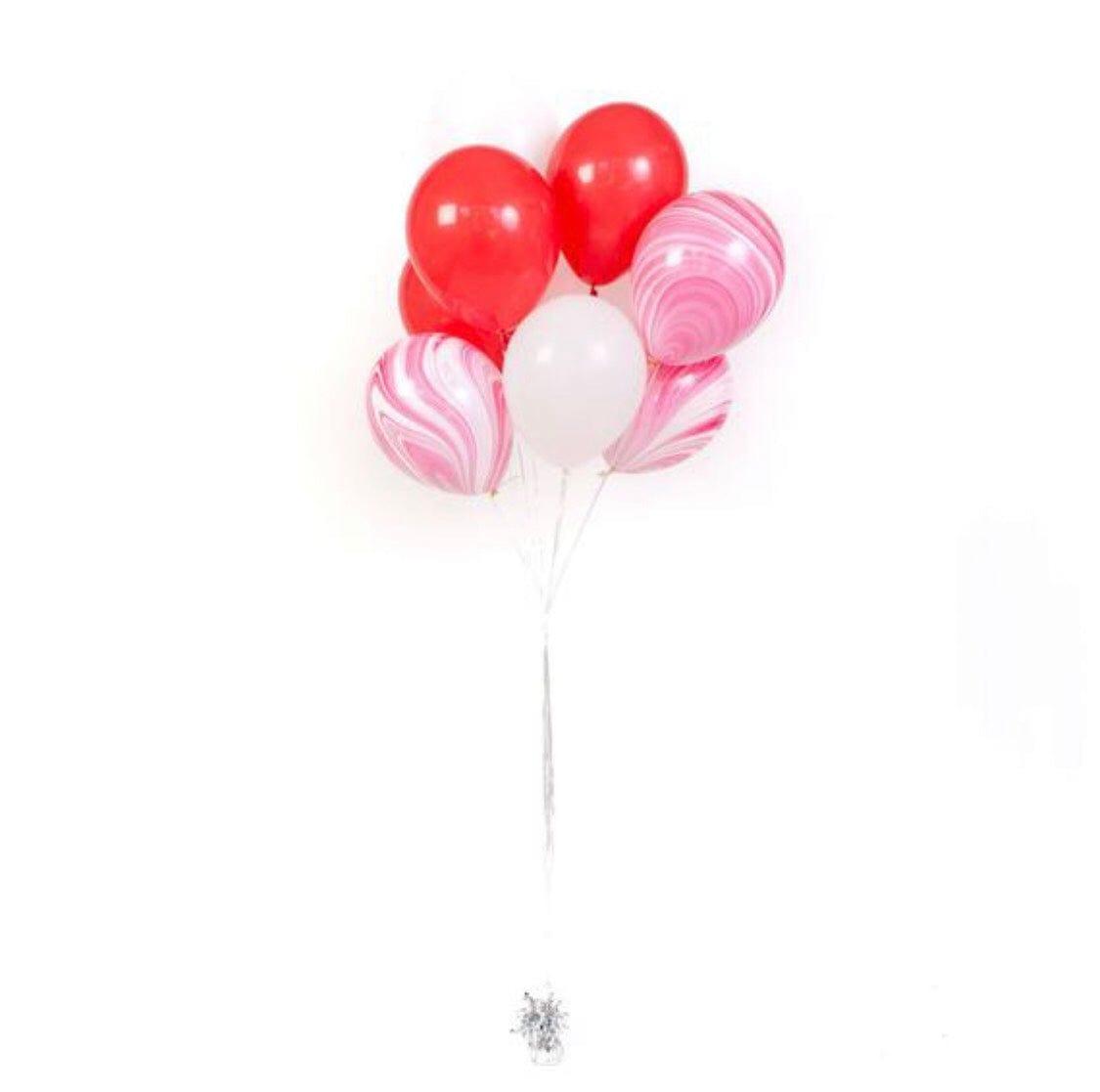 White and Red Marble Balloons ALL PARTY SUPPLIES Pretty UR Party   