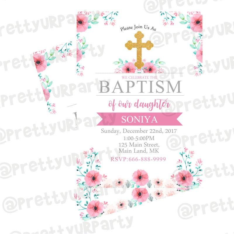 Baptism Pink Theme E-Invitations ALL PARTY SUPPLIES Pretty UR Party   