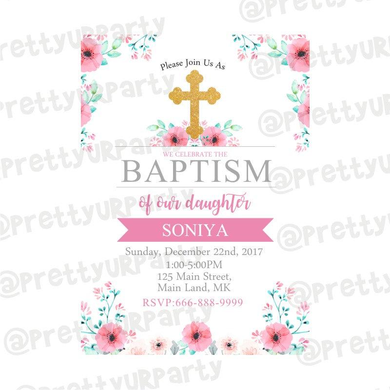Baptism Pink Theme E-Invitations ALL PARTY SUPPLIES Pretty UR Party   