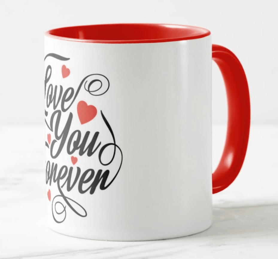 Love You Forever Valentines Mug - Rim and Inside Red ALL PARTY SUPPLIES Pretty UR Party   