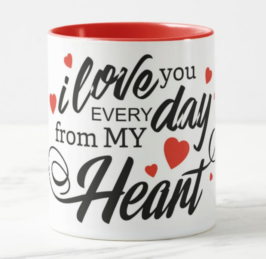 Love You Valentines Mug - Rim and Inside Red ALL PARTY SUPPLIES Pretty UR Party   