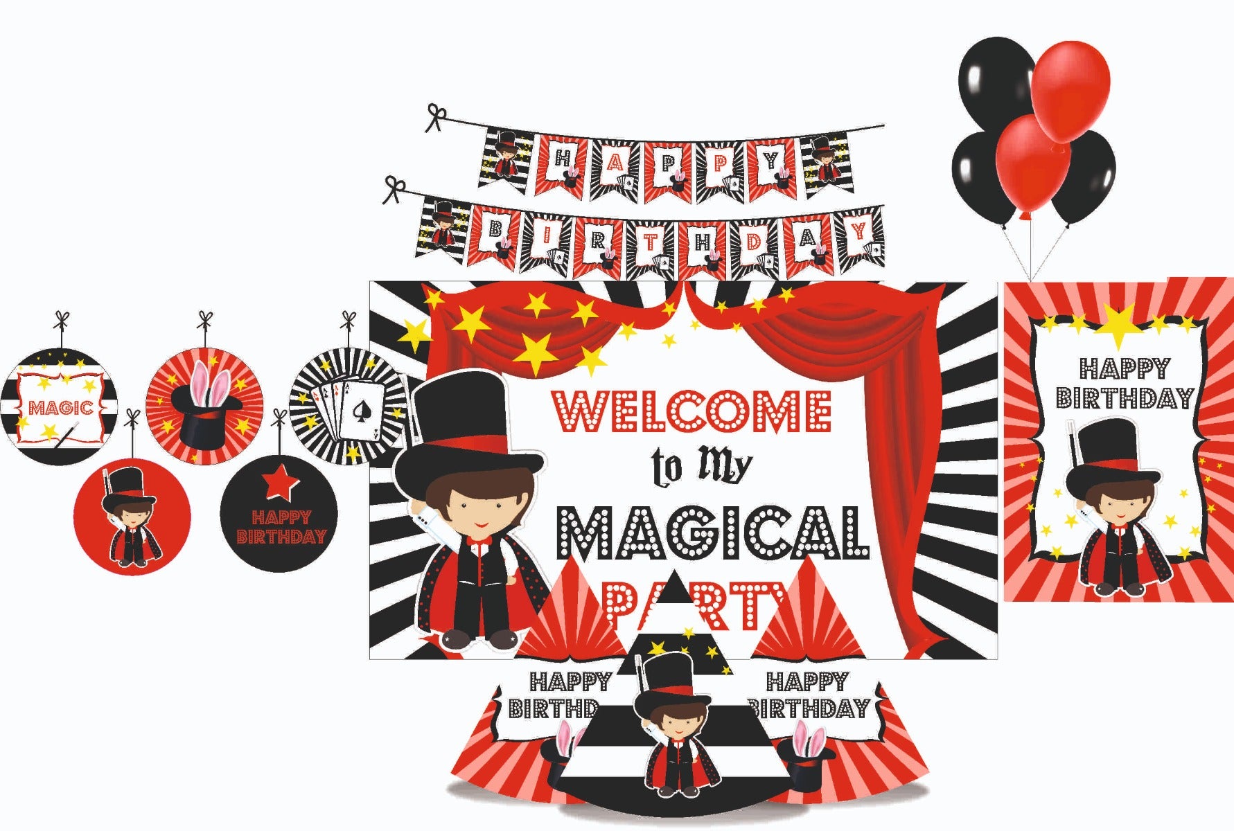 Magical Birthday Backdrop,Magic Show Party Decor,Hollywood Party