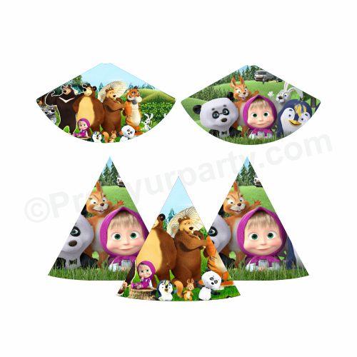 Masha and The Bear Theme Hats - Pack of 10 THEME PARTIES Pretty UR Party Default Title  