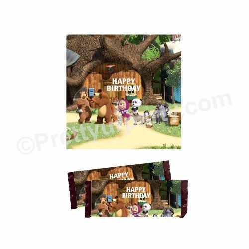 Masha and The Bear Theme Chocolate Wrappers THEME PARTIES Pretty UR Party Default Title  