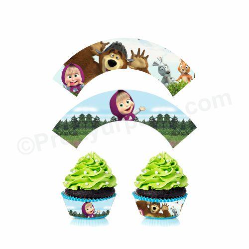 Masha and The Bear Theme Cupcake Wrappers THEME PARTIES Pretty UR Party Default Title  