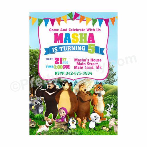 Masha and The Bear Theme Invitations ALL PARTY SUPPLIES Pretty UR Party Default Title  