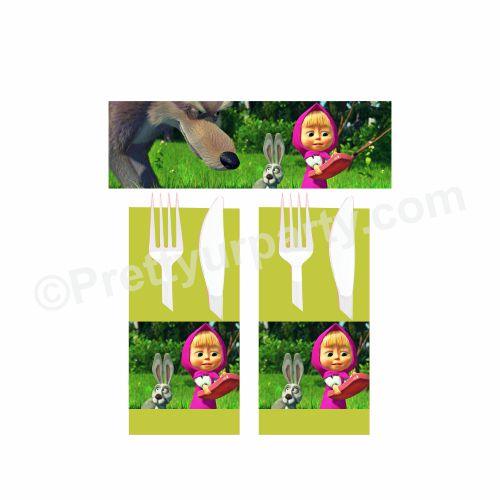 Masha and The Bear Theme Napkin Rings THEME PARTIES Pretty UR Party Default Title  