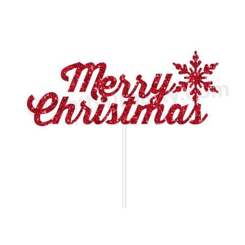 Red Merry Christmas Cake Topper HANDCRAFTED Pretty UR Party   