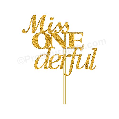 Miss Onederful Cake Topper HANDCRAFTED Pretty UR Party Card Stock Glitter Paper  