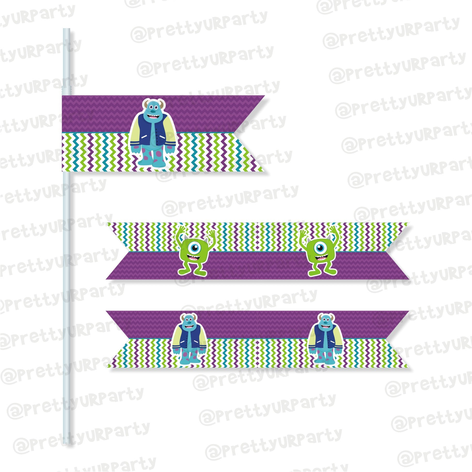 Monsters Inc. Theme Straws THEME PARTIES Pretty UR Party   