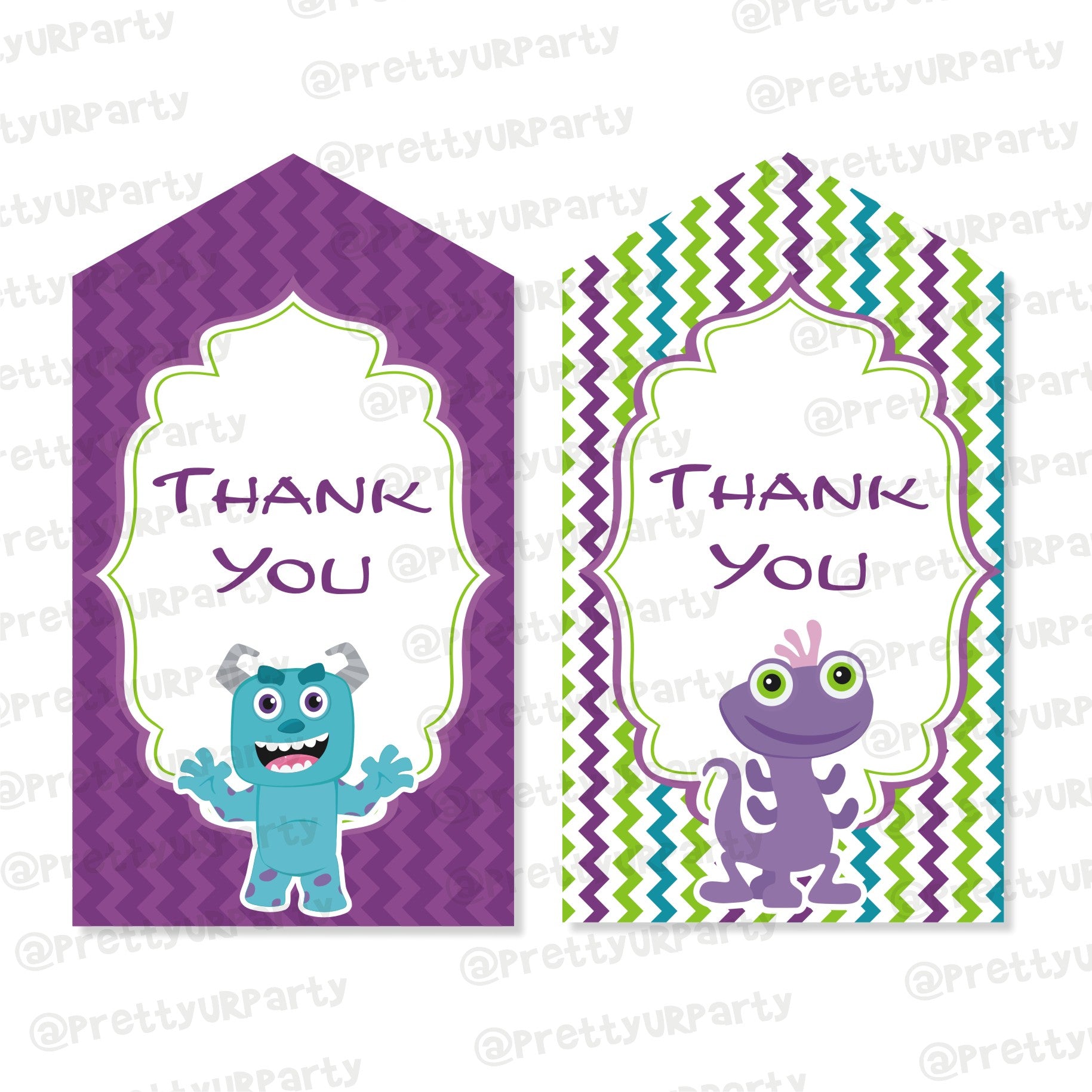 Monsters Inc. Theme Thank you Tags THEME PARTIES Pretty UR Party Default Title  